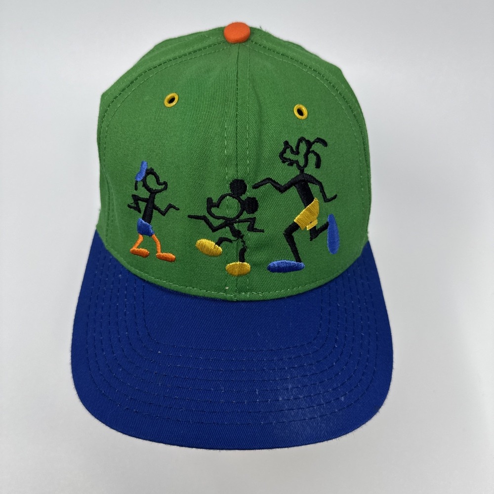 Vtg Goofy's Hat Co Ball Cap Snap Back Green Blue Embroidered Jammin' Dance USA